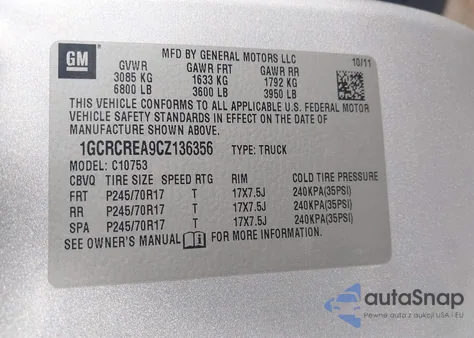 2012 Chevrolet Silverado 1500 Ls from USA, damaged, VIN 1GCRCREA9CZ136356